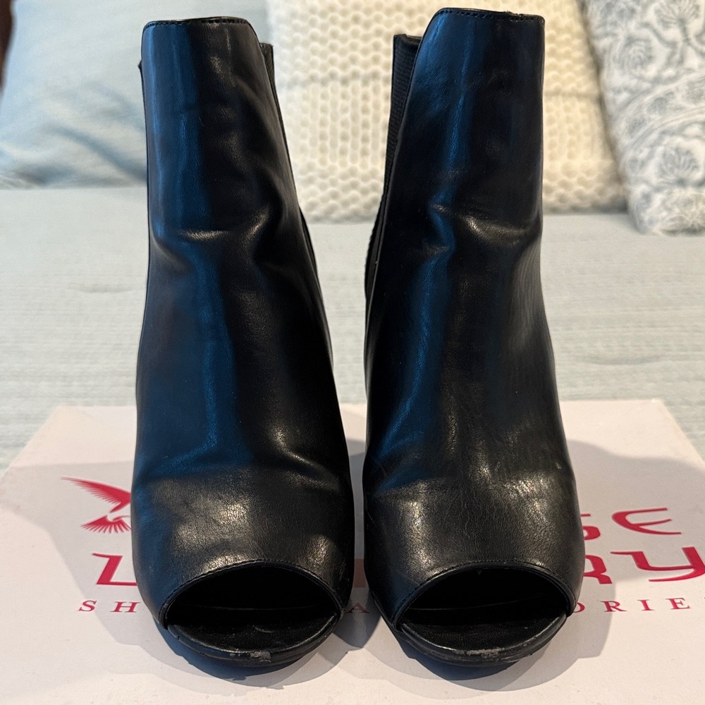 Chinese Laundry Black Peep-Toe Ankle Booties